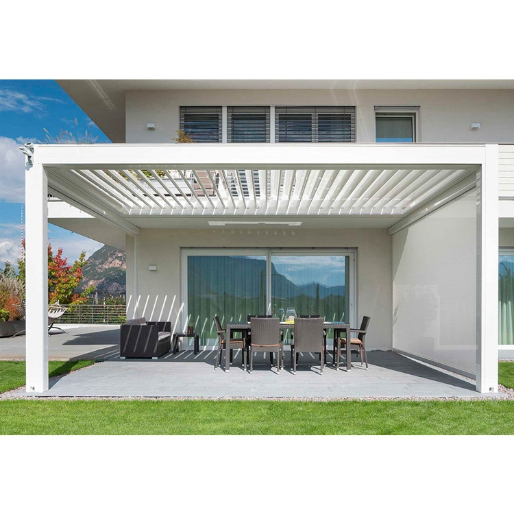 All Season Patio Roof Waterproof Shutter Aluminium Pergola Canopy Gazebo Outdoor Louvre Pergolas Motorized