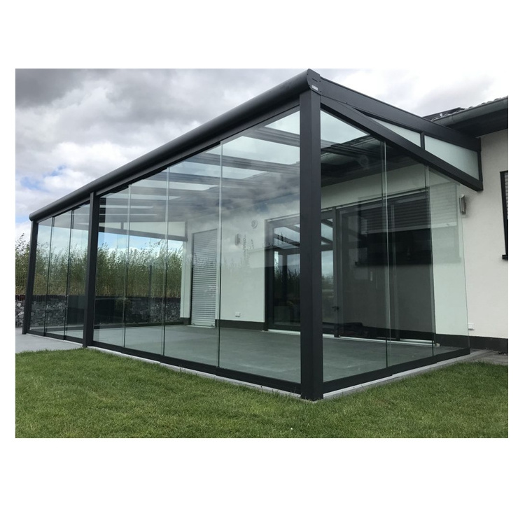 Outdoor Gartenhaus Polycarbonate Veranda with glass sliding wall