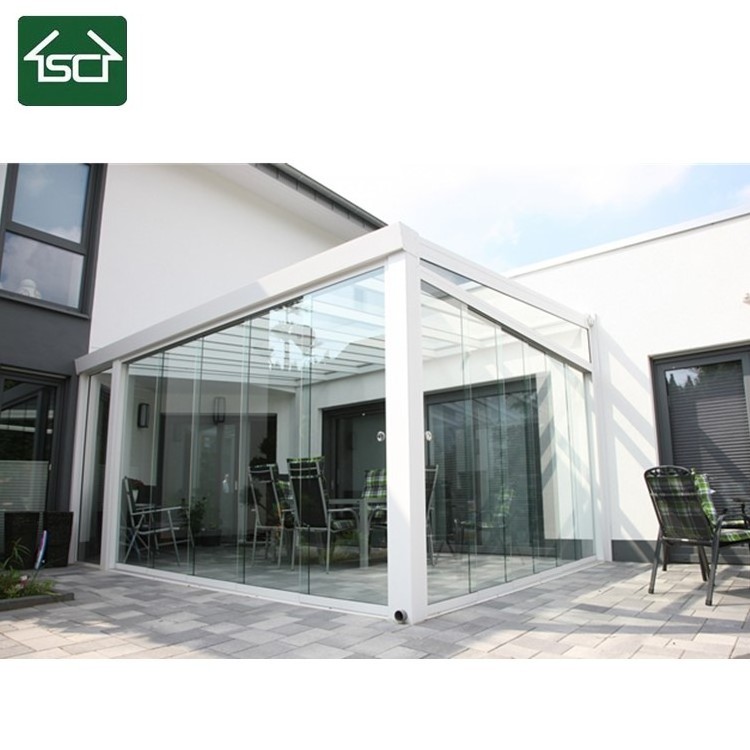 Modern Waterproof glass Roof System Kits Gazebo Garden Bioclimatic winter garden glass sunroom