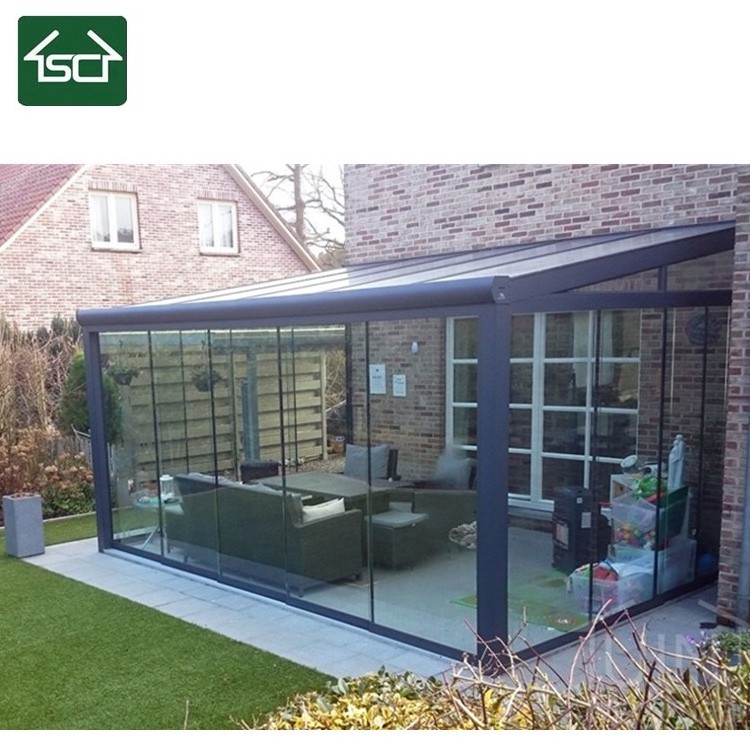 Modern Waterproof glass Roof System Kits Gazebo Garden Bioclimatic winter garden glass sunroom