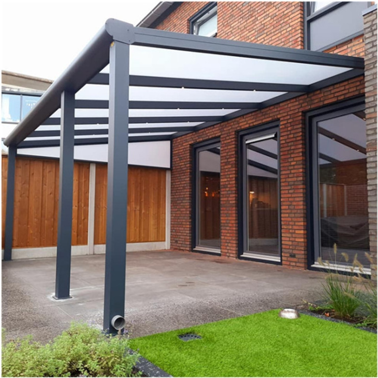 Outdoor Waterproof Aluminium Framed Garden Gazebo with Glass and Polycarbonate Roof