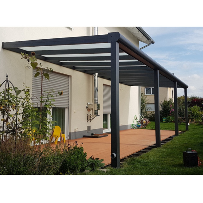 Outdoor Waterproof Aluminium Framed Garden Gazebo with Glass and Polycarbonate Roof