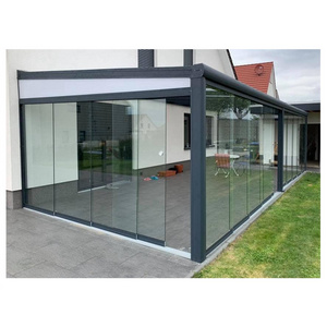 Garden building Winter Conservatory glass patio enclosures for veranda roof veranda exterieur with Glass Sliding Wall