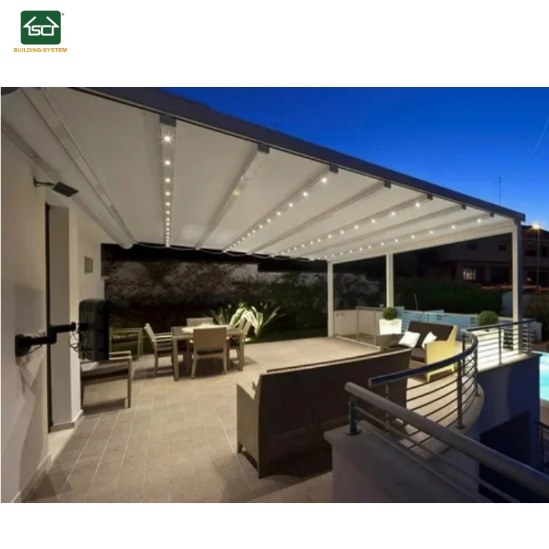 Hot Sale motorized waterproof pergola opening louver roof canopy spa hot tub pergola with  Retractable roof