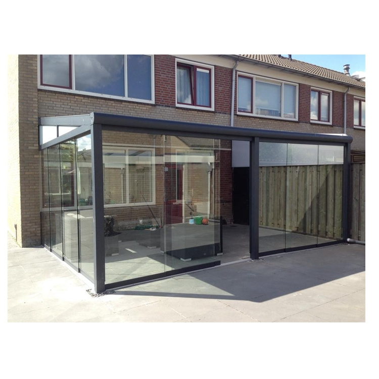 Outdoor Gartenhaus Polycarbonate Veranda with glass sliding wall