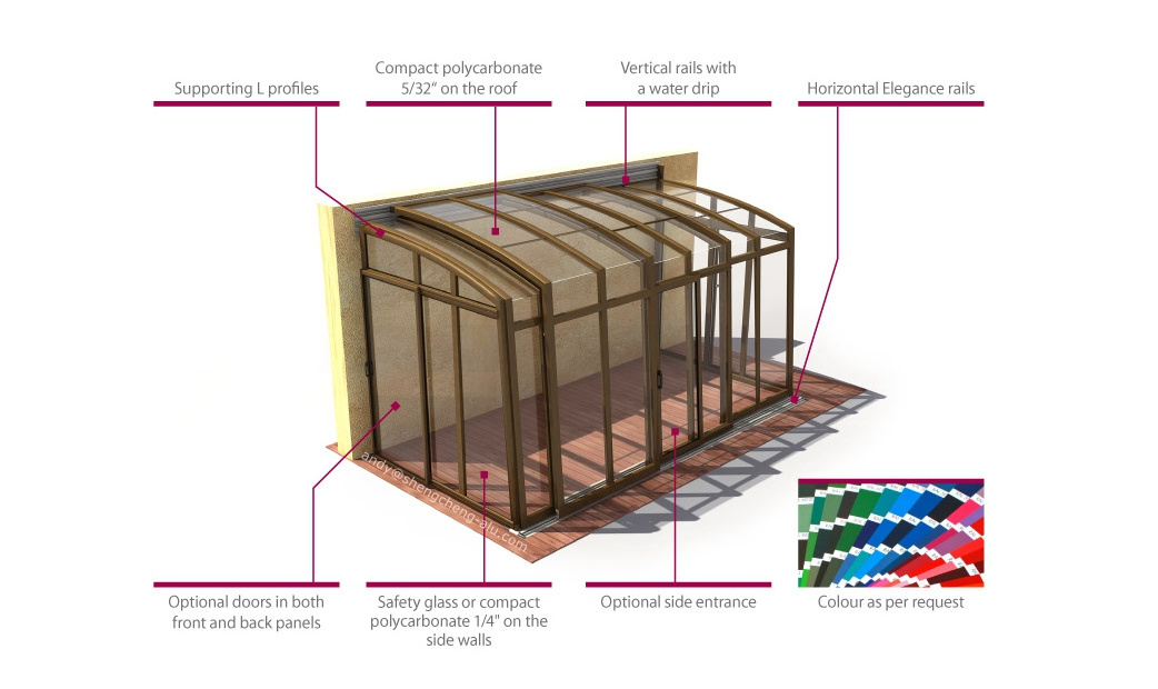 Sliding Roof Sunroom Retractable Hot Tub Enclosure