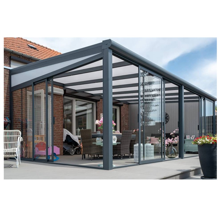 Conservatory sun room glass house wall mounted veranda sunroom house 4 season aluminium glass sunrooms for solarium