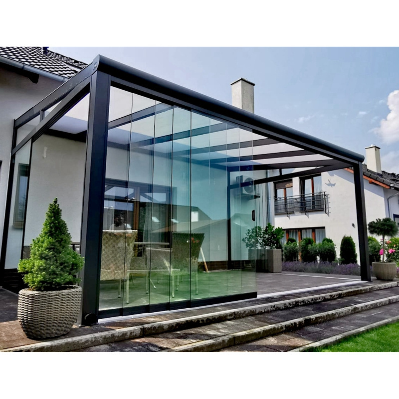 Outdoor steel garden building glass house and green house with glass sliding wall