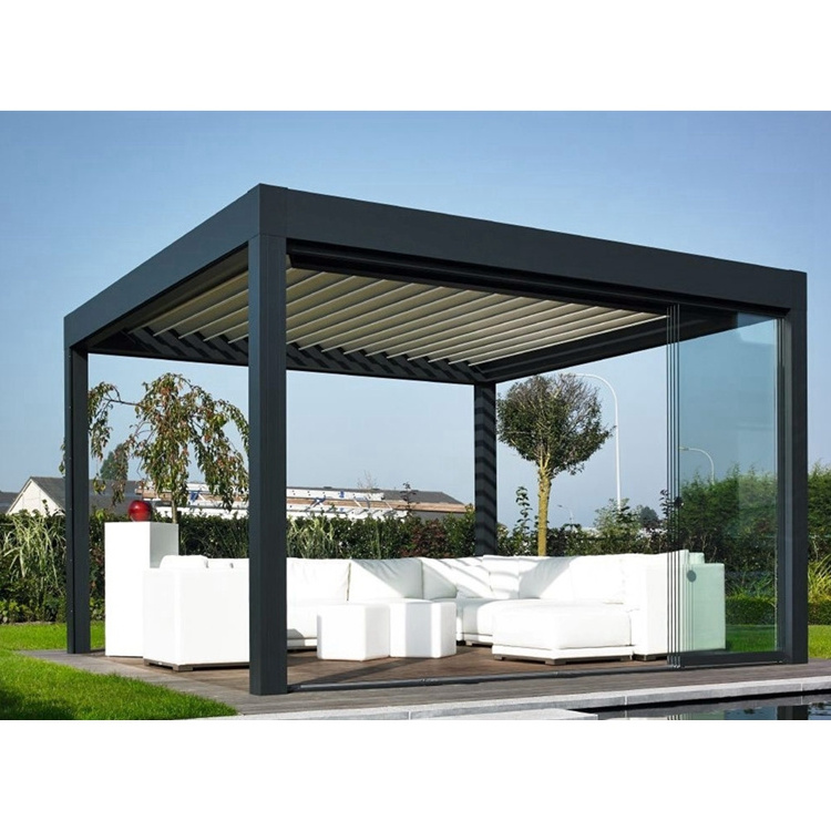 All Season Patio Roof Waterproof Shutter Aluminium Pergola Canopy Gazebo Outdoor Louvre Pergolas Motorized