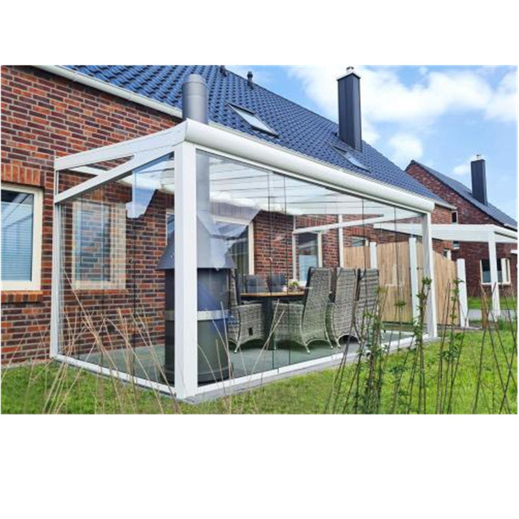 Outdoor Gartenhaus Polycarbonate Veranda with glass sliding wall