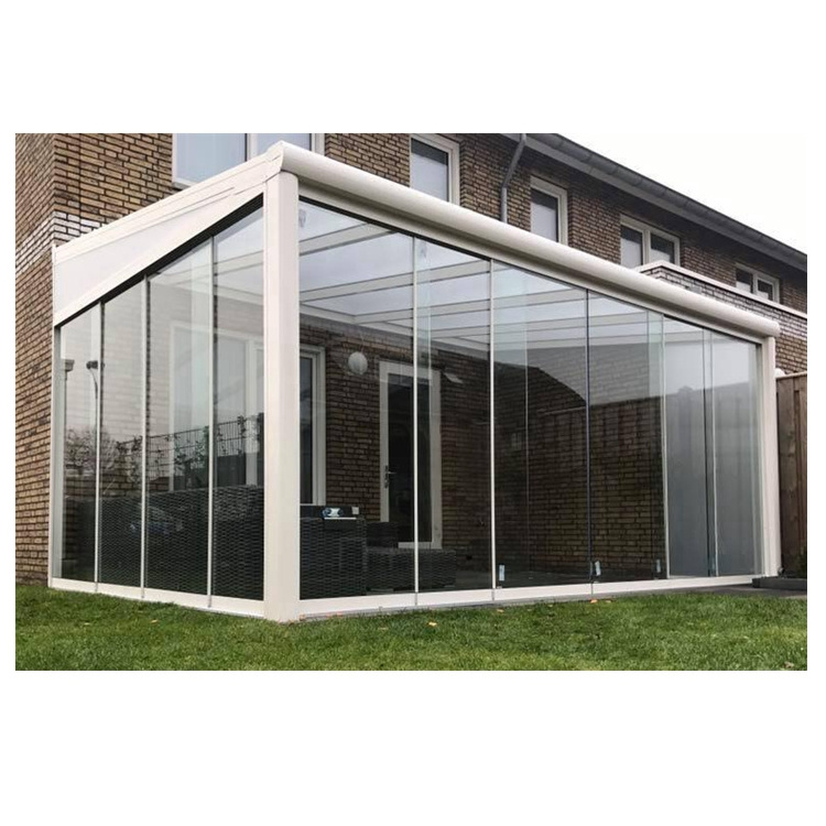 Outdoor Gartenhaus Polycarbonate Veranda with glass sliding wall