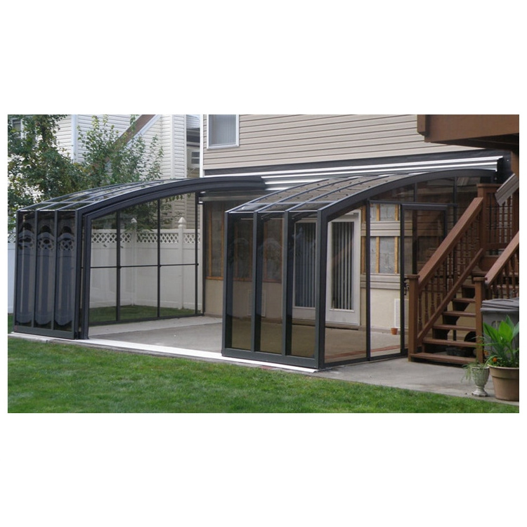 Prefabricated Polycarbonate Sliding Roof Telescopic Sunroom Aluminum Retractable Sunroom