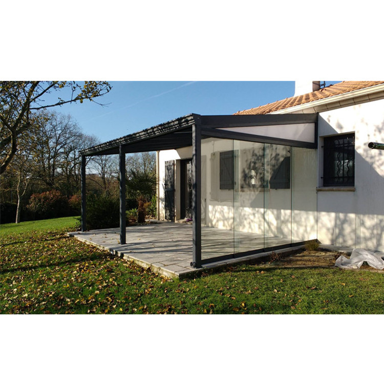 Aluminium Framed Conservatory Awning Terrace Canopy Sliding Door System for Winter Garden Kit with Glass Patio Cover