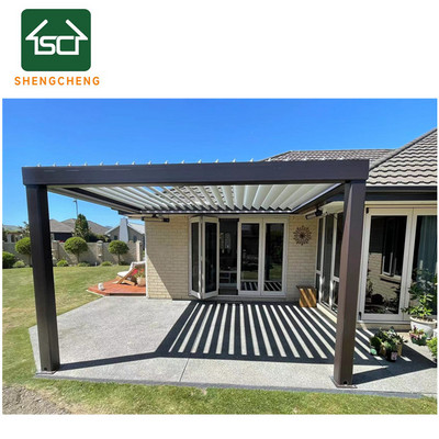 Outdoor Louvered Solar Panel  Pergola  Aluminum Pergola Rainproof Gazebo with Adjustable Roof