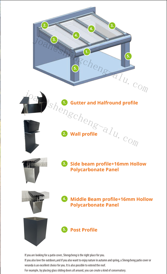 Outdoor  Veranda Aluminium Poly carbonate Glass Verandas