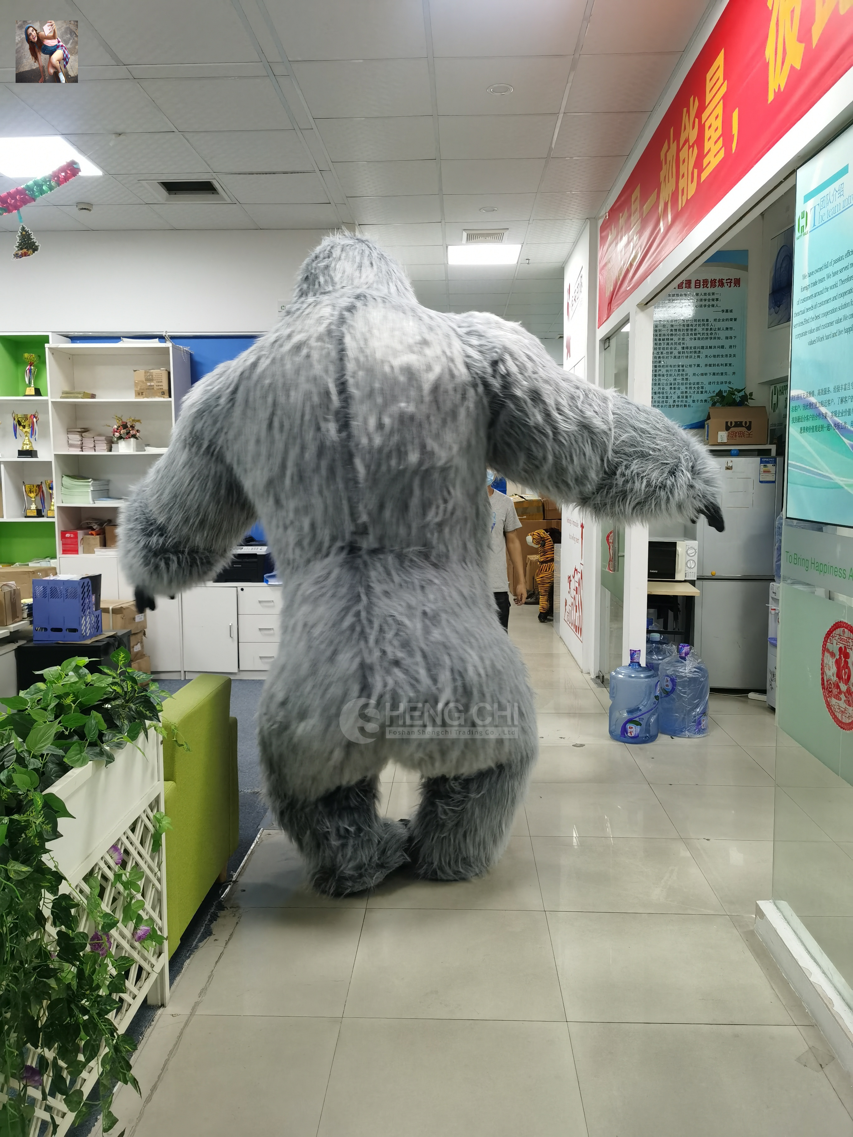 Gorilla Costume Inflatable King Kong Costume for Adult Halloween Plush Furry Mascot animal Carnival Dress Suit