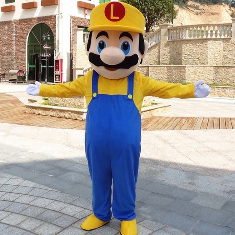 Cartoon Super Mario Mascot Costume Soft Plush Adult Size Mario Costume Cosplay Dress Walking Character Model Outdoor Holiday