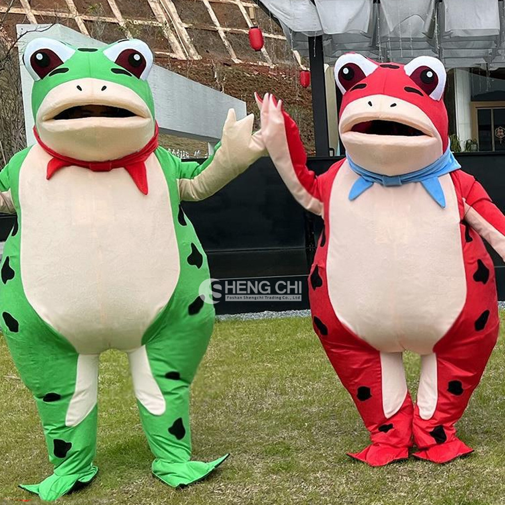 In Stock Factory Frog cartoon figure costume inflatable frog costume toad doll suit plush head cover