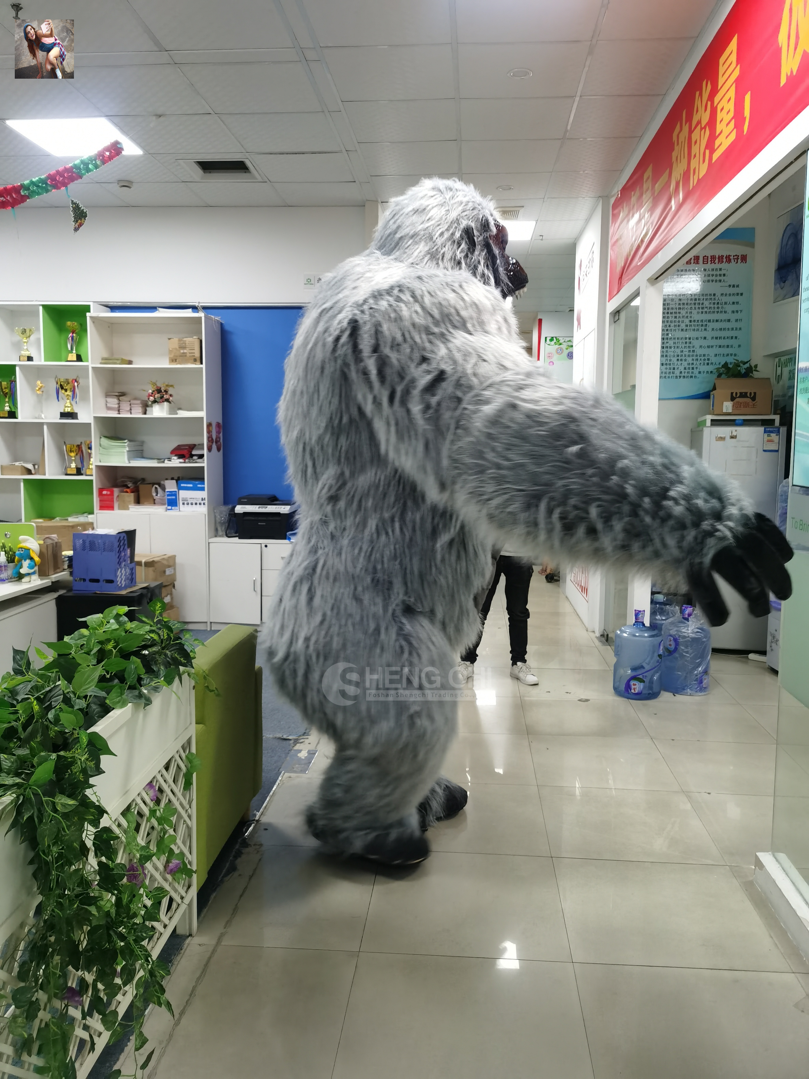 Gorilla Costume Inflatable King Kong Costume for Adult Halloween Plush Furry Mascot animal Carnival Dress Suit