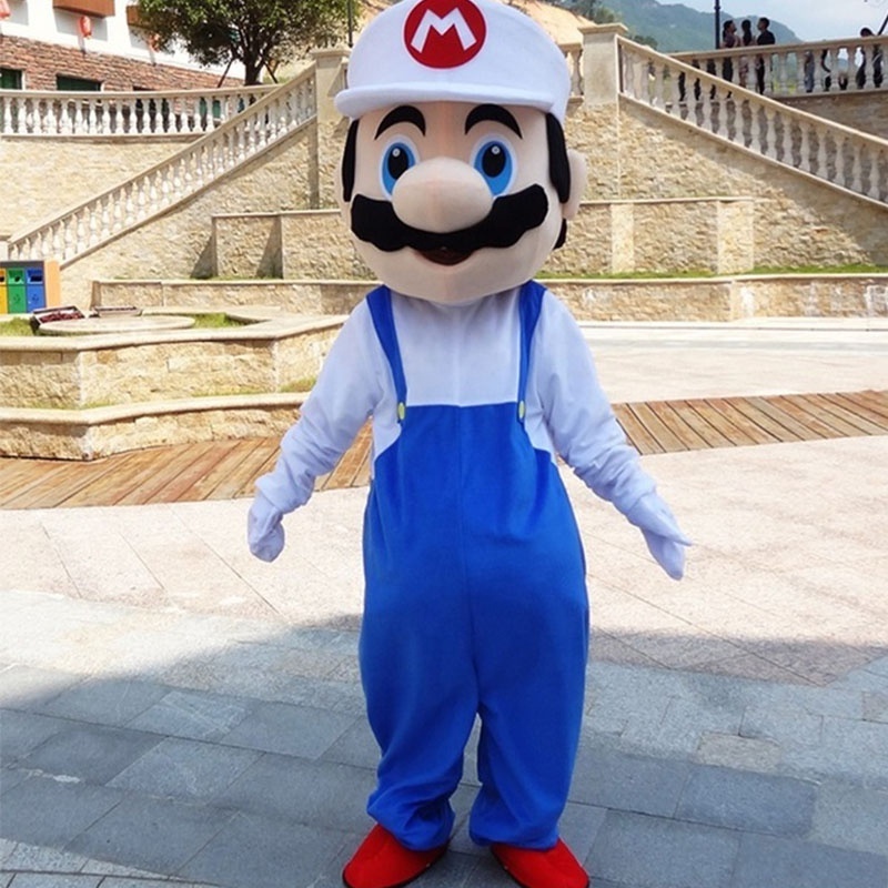 Cartoon Super Mario Mascot Costume Soft Plush Adult Size Mario Costume Cosplay Dress Walking Character Model Outdoor Holiday