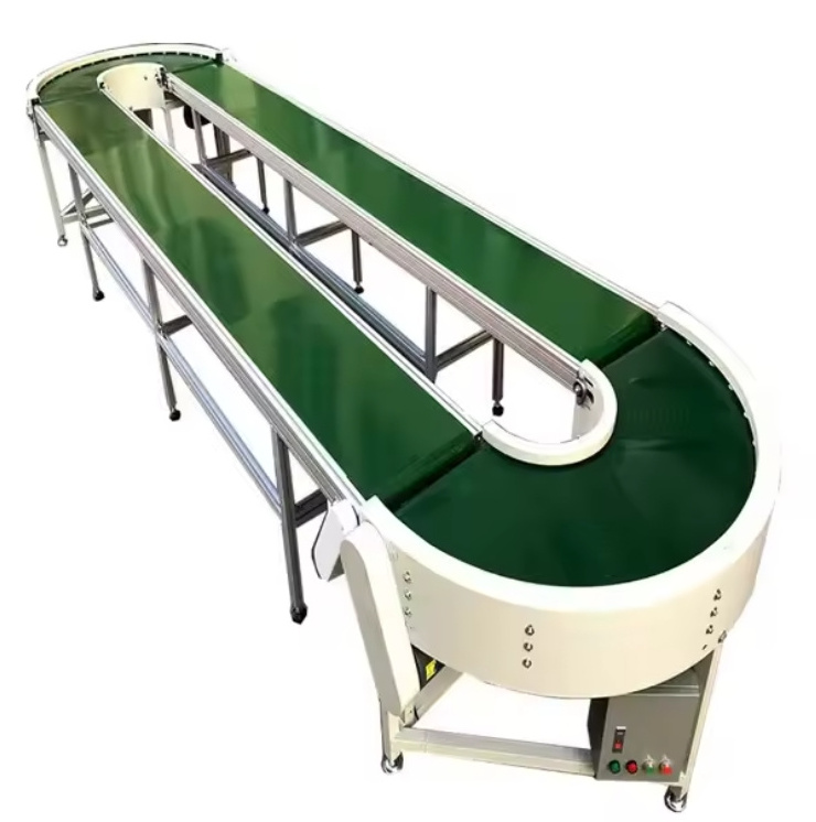 PVC PU Stainless Steel turn curved incline lifting Automatic Flat Belt conveyor mini food making Production Machine