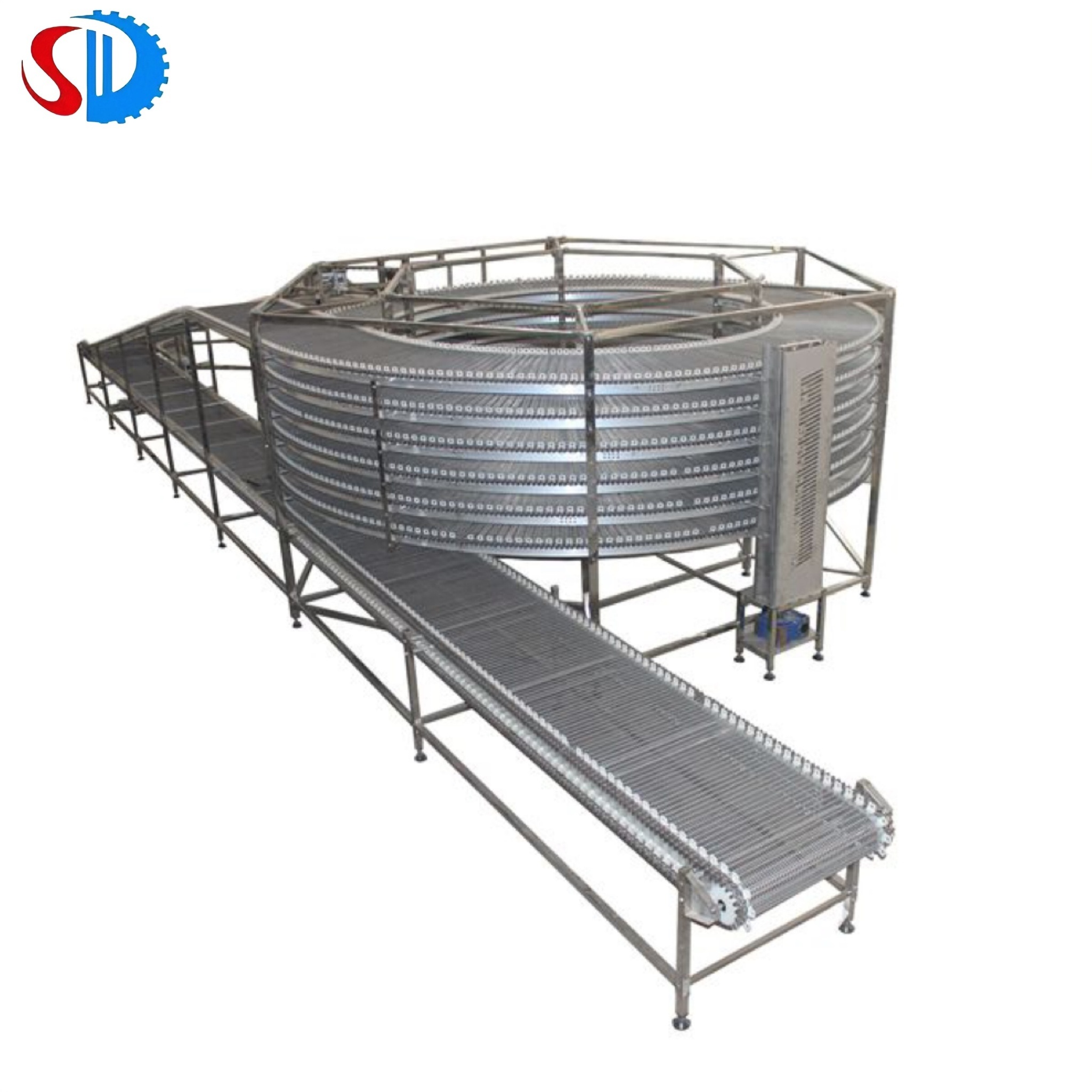 SHENGDA Bread Pizza Cooling Conveyor System Spiral Food Cooling Machine For Bread / Pizza Baking Line