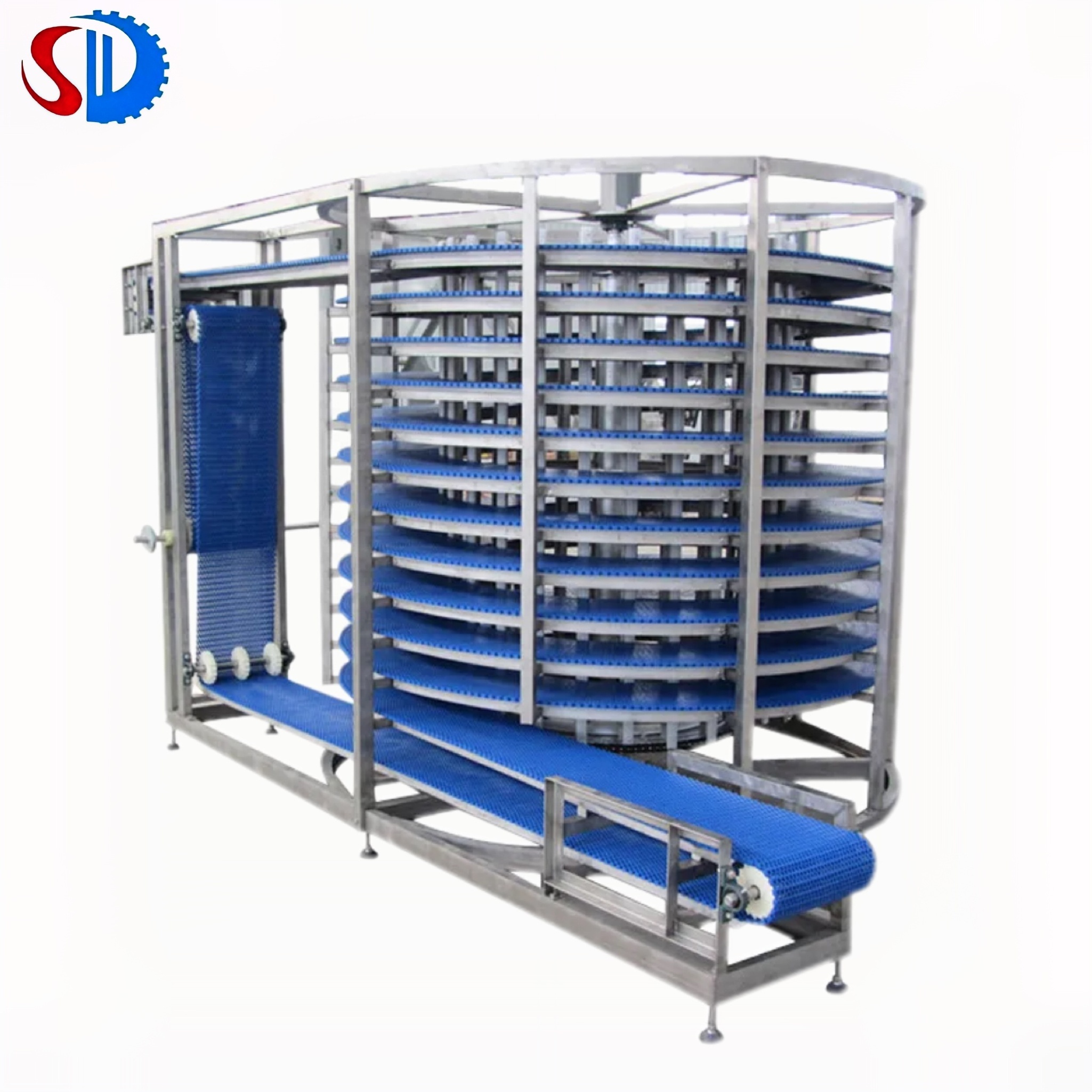 SHENGDA Bread Pizza Cooling Conveyor System Spiral Food Cooling Machine For Bread / Pizza Baking Line