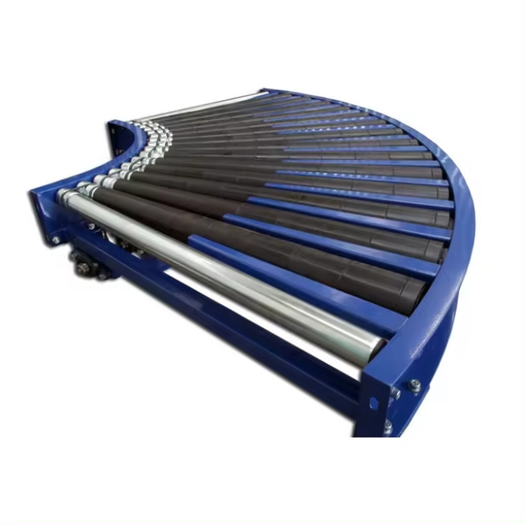 Motorized Turning Roller Conveyor Carbon Steel PVC Roller Curved Gravity Conveyor Mini Machine