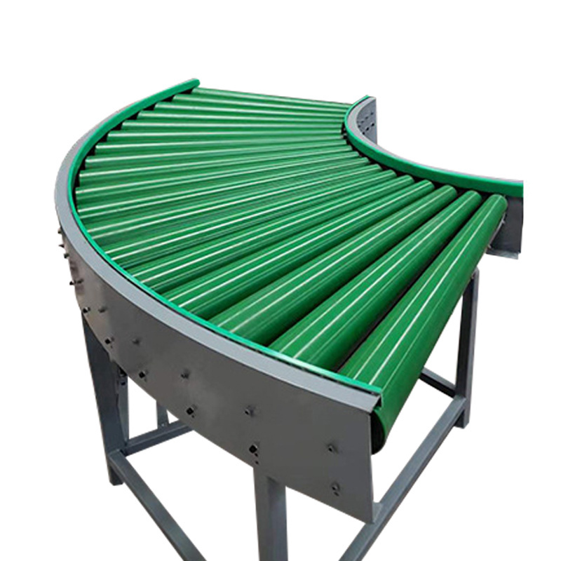 Motorized Turning Roller Conveyor Carbon Steel PVC Roller Curved Gravity Conveyor Mini Machine