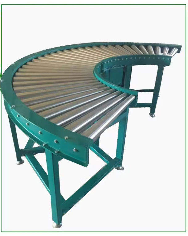 Motorized Turning Roller Conveyor Carbon Steel PVC Roller Curved Gravity Conveyor Mini Machine