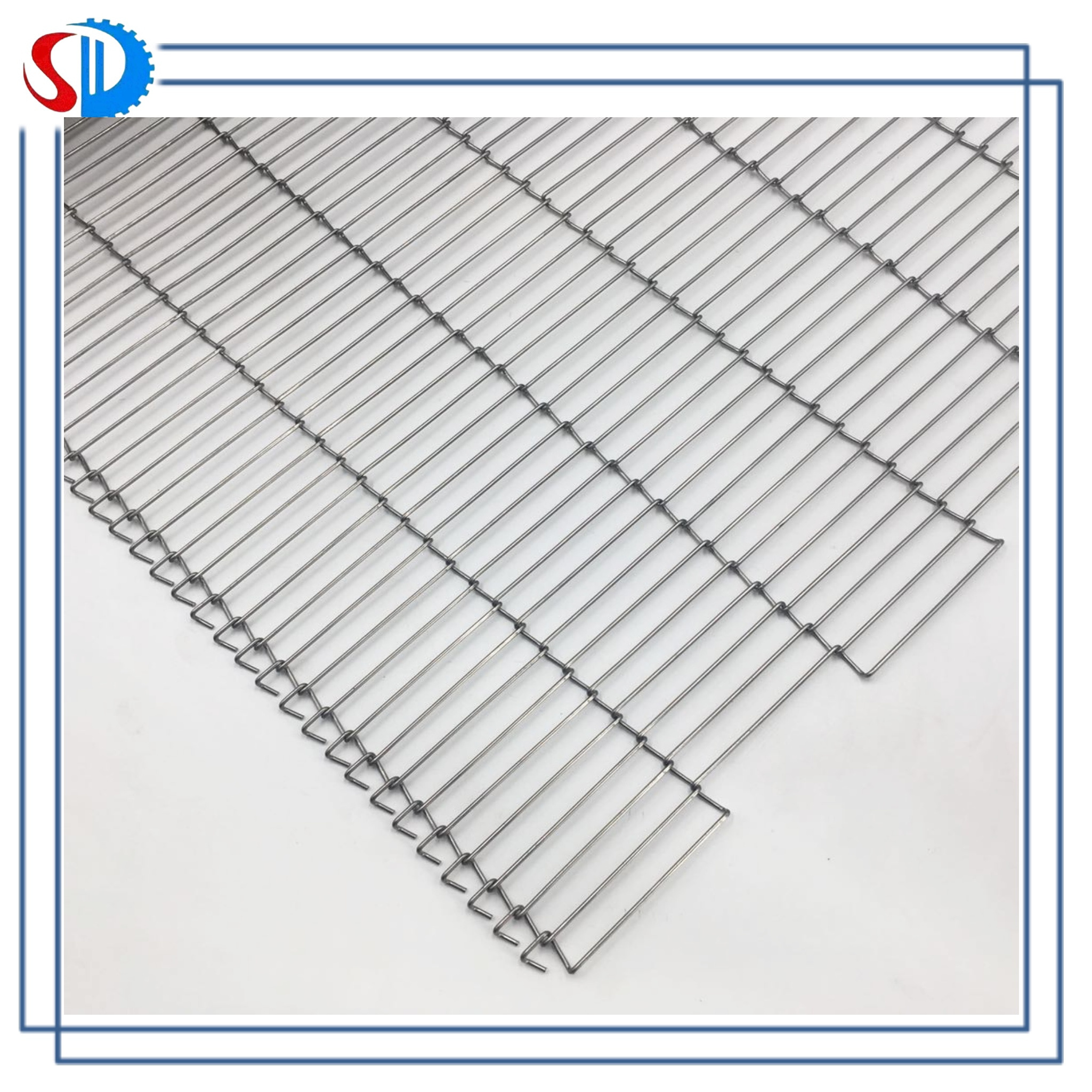 Food Grade Customized Food Progressing Used 304 Stainless Steel Flat Flex Mesh Belt Conveyor For Fried Food Coating Powder