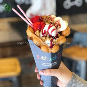 Food Grade Paper Holder Custom Printed Bubble Waffle Cone Packaging