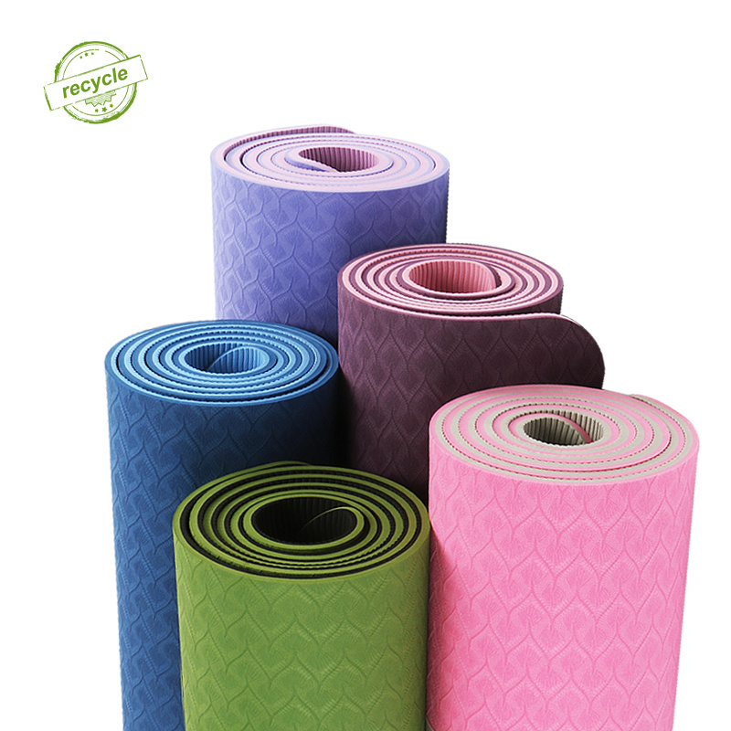 Anti- tear Eco-friendly material non-toxic green and black TPE yoga matt