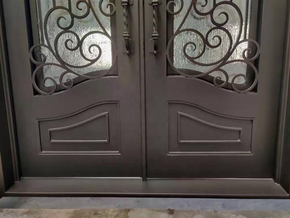 CNC Cutting Pattern Ornamental Design  wrought iron door with Open Window