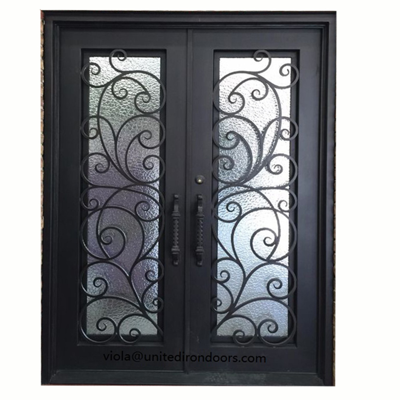 SEYK-022 Prehung Unique Design Steel Customized Exterior Wrought Iron Door