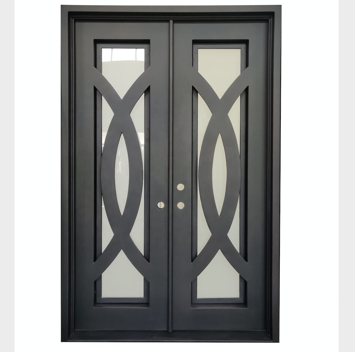 Pre Hung Wrought Iron Entry Doors Popular with openable tempered glass window