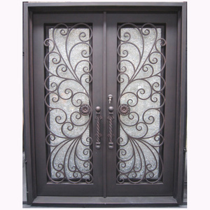 SEYK-022 Prehung Unique Design Steel Customized Exterior Wrought Iron Door