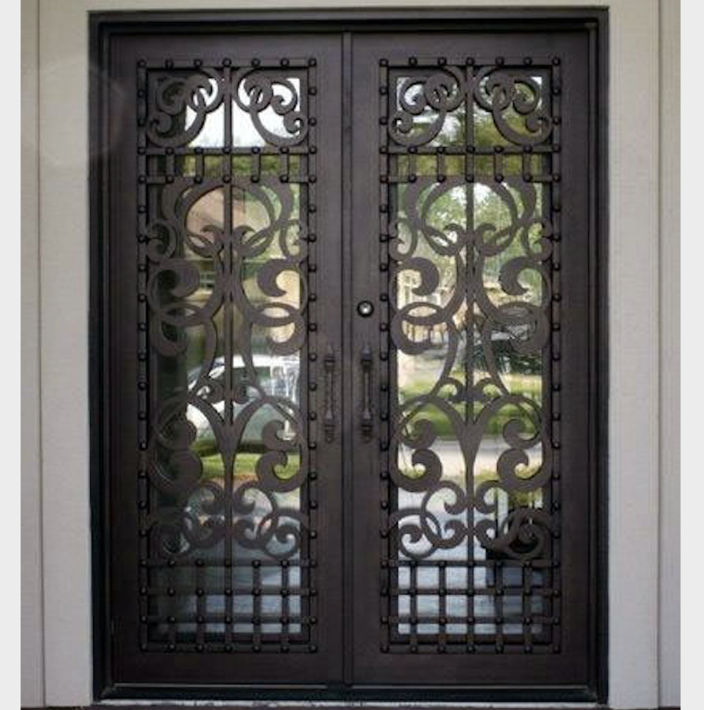 CNC Cutting Pattern Ornamental Design  wrought iron door with Open Window