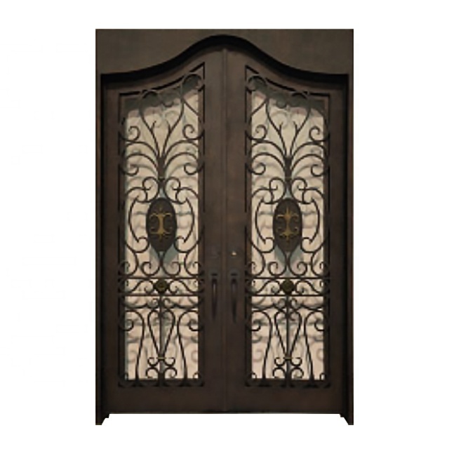 Pre Hung Wrought Iron Entry Doors Popular with openable tempered glass window