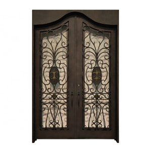 Pre Hung Wrought Iron Entry Doors Popular with openable tempered glass window