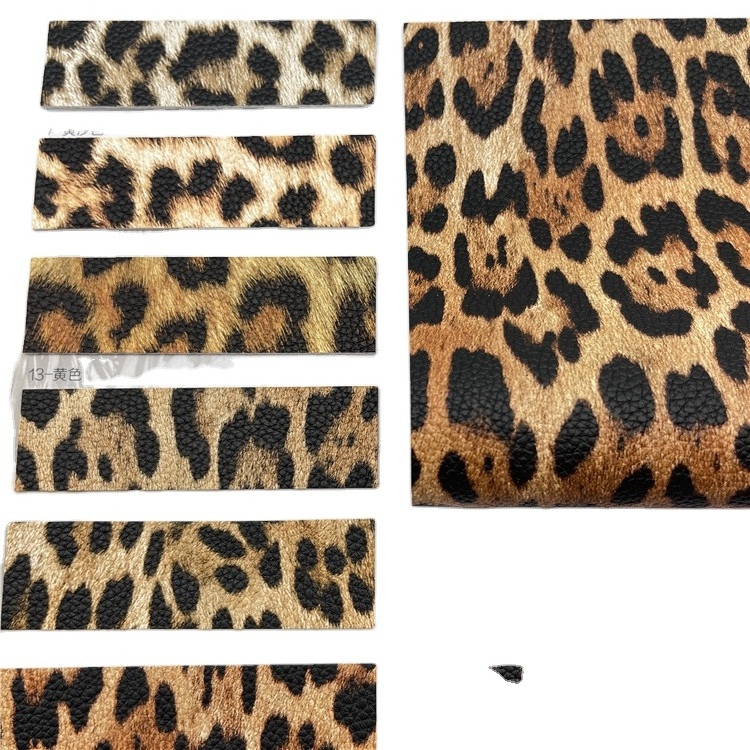 Factory Outlet Synthetic Leather High Quality Animal Leopard Print Bag Shoes Clothing  Rexine Faux Leather