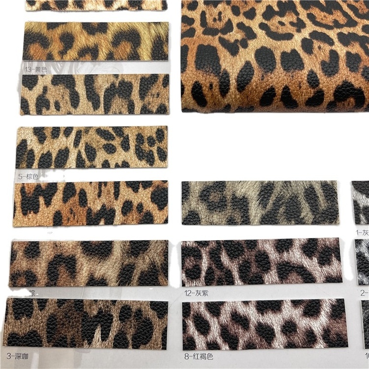 Factory Outlet Synthetic Leather High Quality Animal Leopard Print Bag Shoes Clothing  Rexine Faux Leather