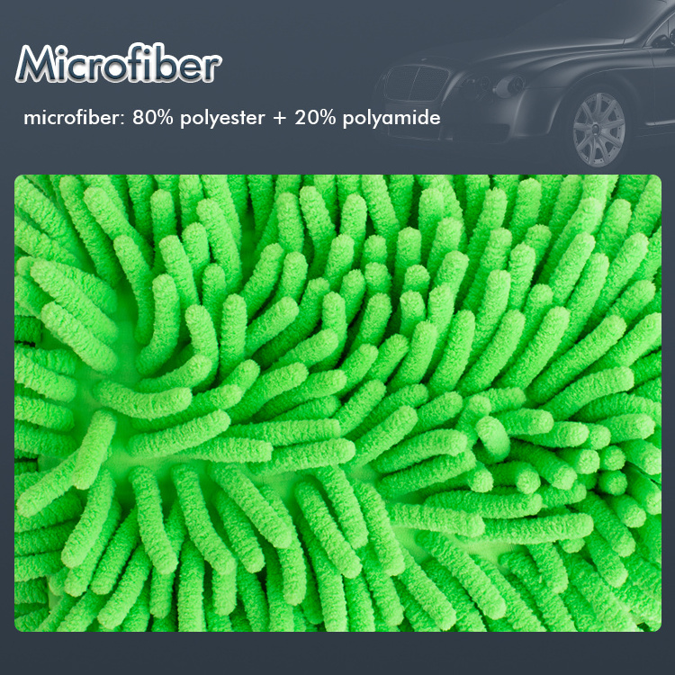 Custom Logo Microfiber Car Washing Mitt Chenille Microfibre Car Wash Accessories Cleaning Mitt Gloves Microfiber