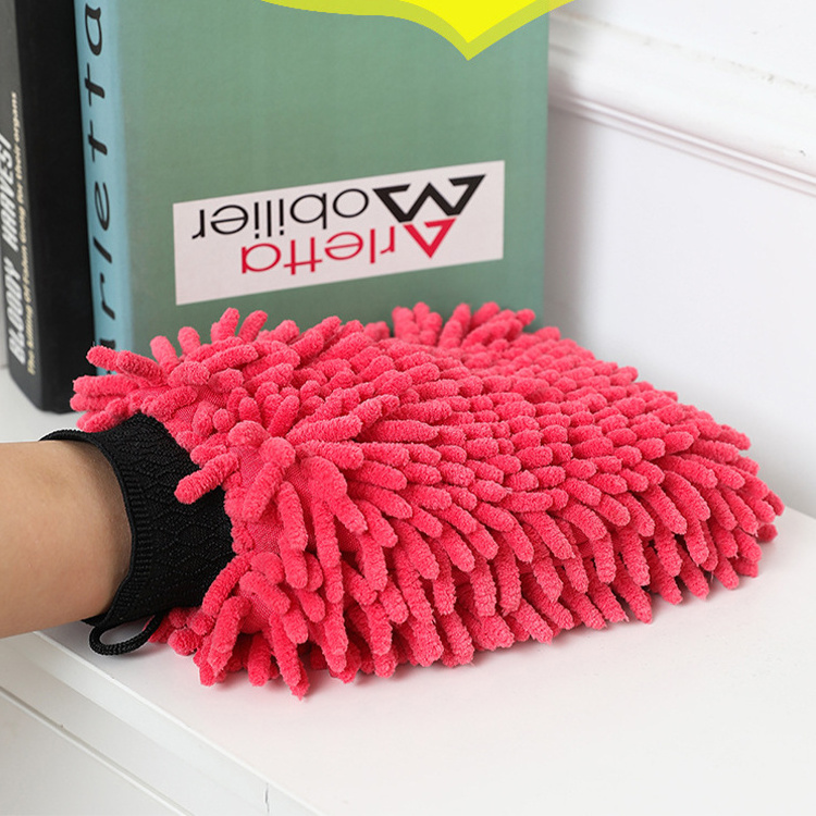 Custom Logo Microfiber Car Washing Mitt Chenille Microfibre Car Wash Accessories Cleaning Mitt Gloves Microfiber