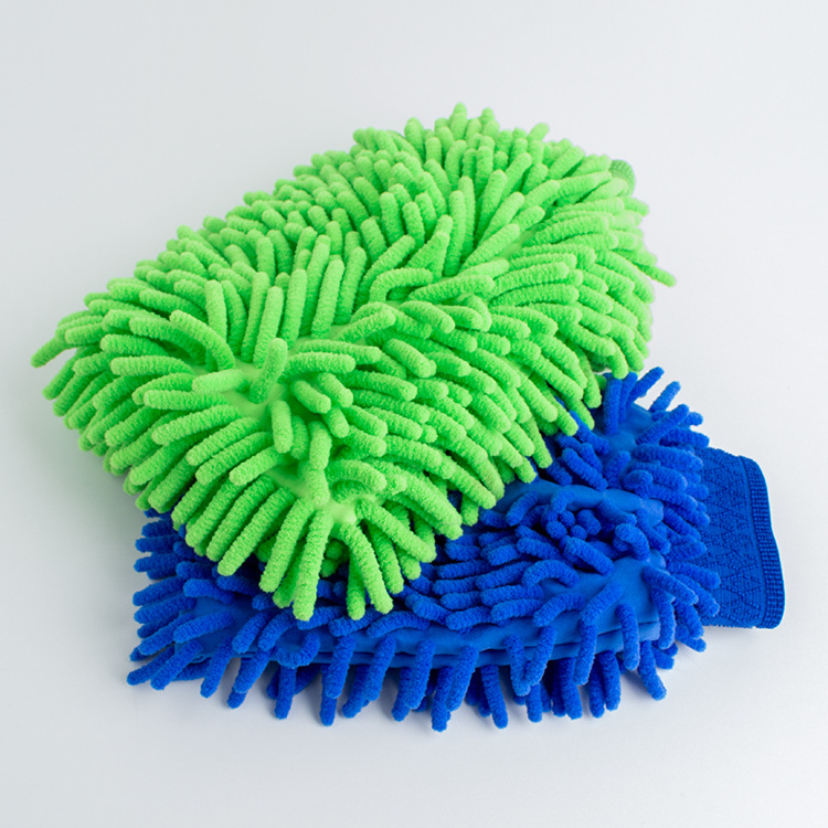 Custom Logo Microfiber Car Washing Mitt Chenille Microfibre Car Wash Accessories Cleaning Mitt Gloves Microfiber