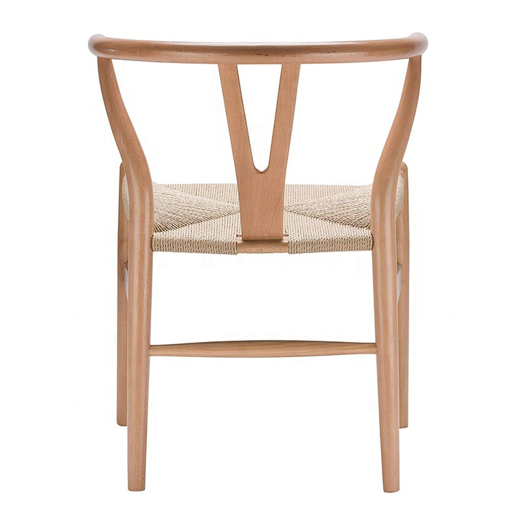 Modern Luxury Hans Wegner Style Natural Solid Wood Paper Cord Chair Y Stylish Wooden Round Table And Chairs