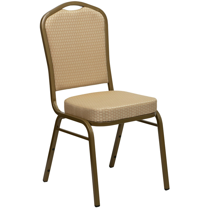 Factory Outlet Metal Steel Frame Reception Chairs Thick Fabric Crown Back Hotel Dining Hall Banquet Chairs