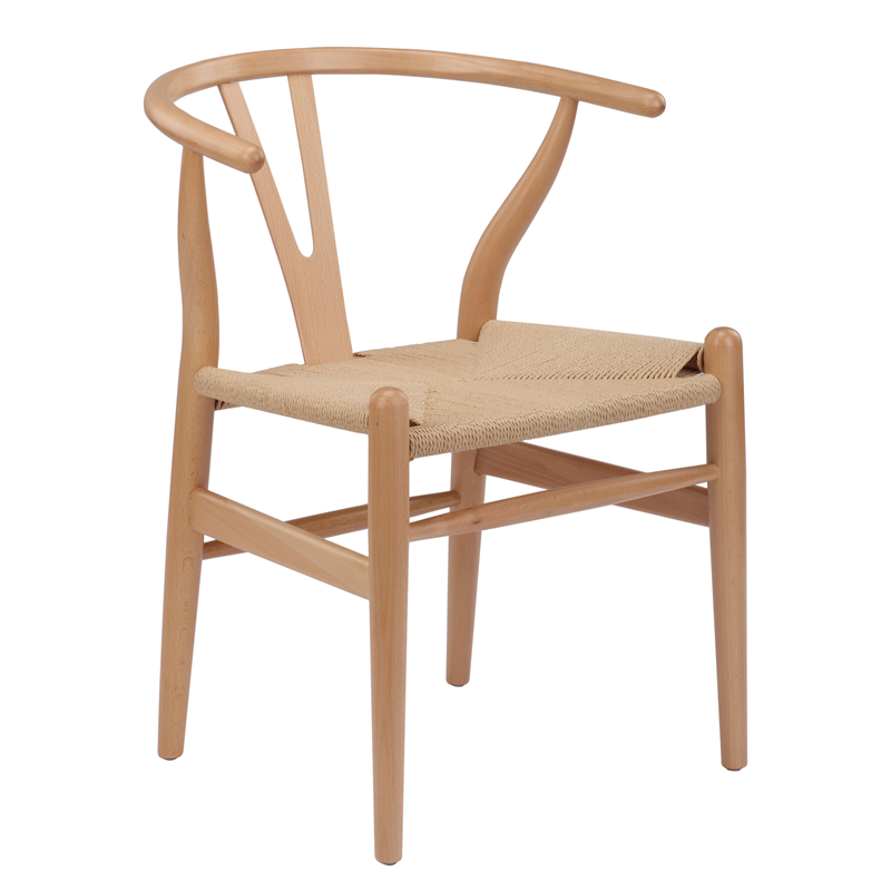 Wholesale High Quality Cheap Nordic Beech Walnut Oak Wood Y Dining Wooden Natural Color Black Wishbone Dining Chair