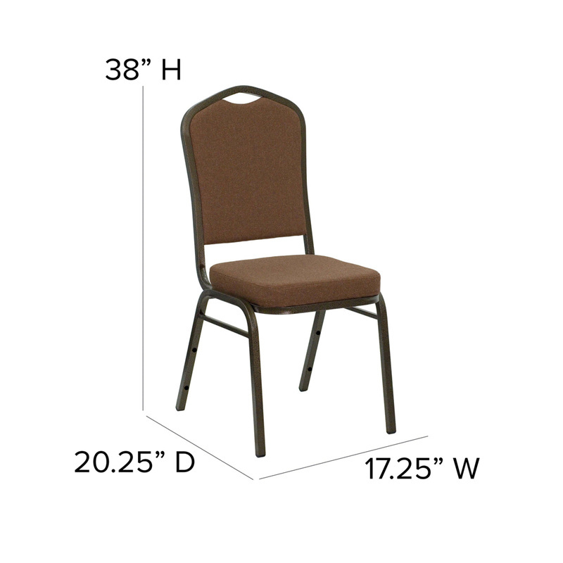 Factory Outlet Metal Steel Frame Reception Chairs Thick Fabric Crown Back Hotel Dining Hall Banquet Chairs