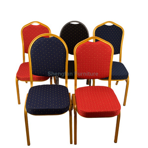 Wholesale Comfortable Cheapest Gold Silver Strap Pattern Metal Frame Outdoor Stacking Banquet Chair